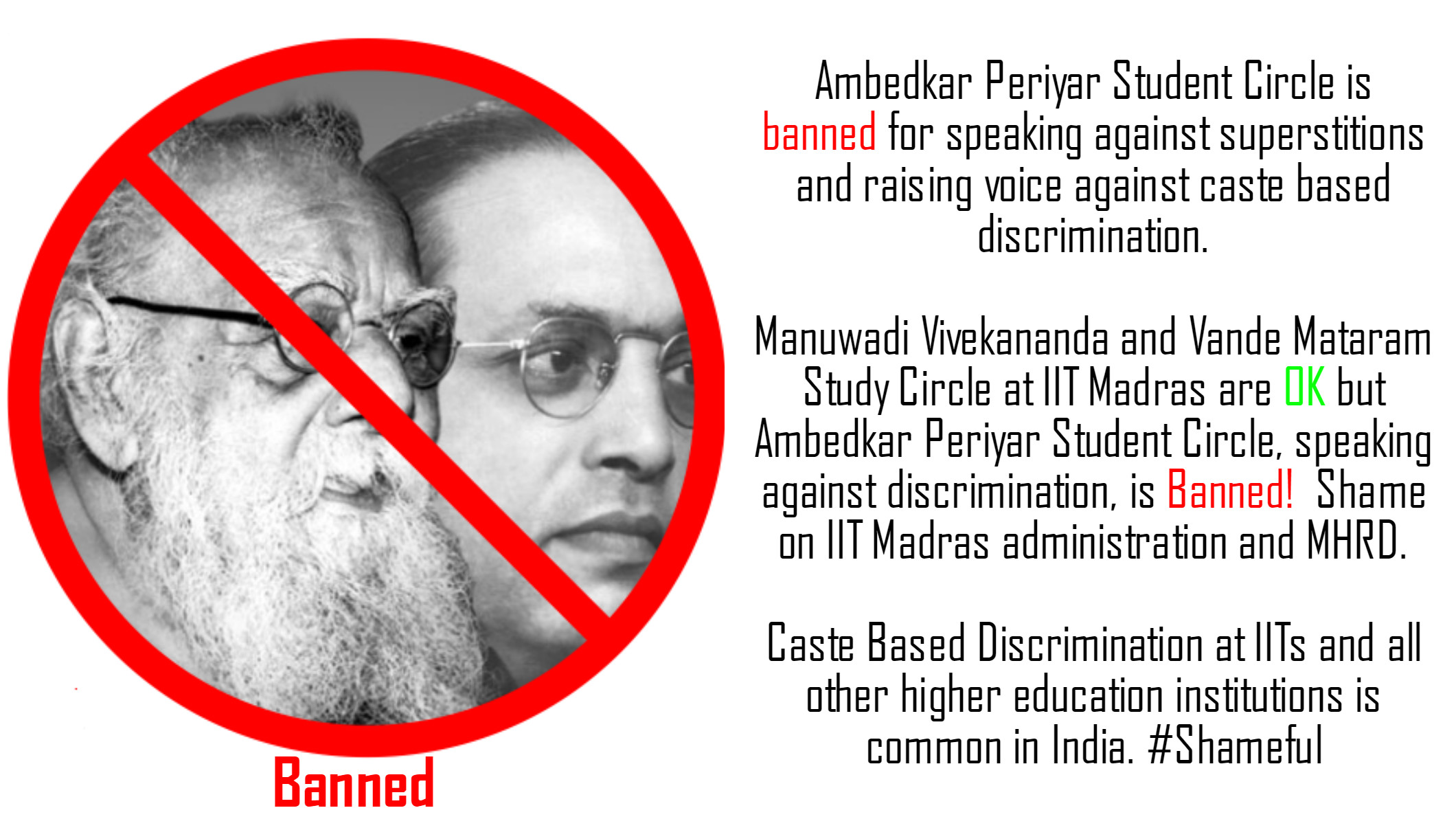 IIT Madras – Ambedkar Periyar Student Circle banned for raising voice against caste based discrimination