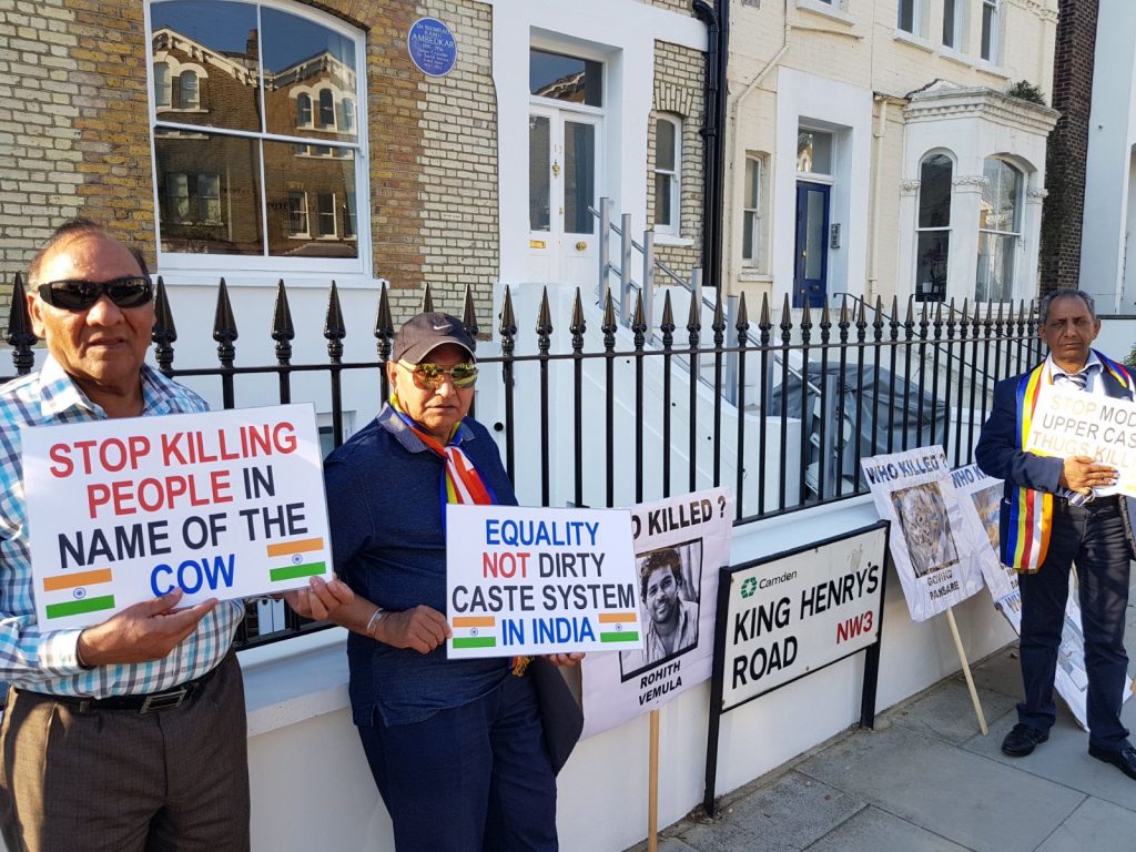 Dalits Protest Against Modi’s Visit to Ambedkar House in London #ModiNotWelcome